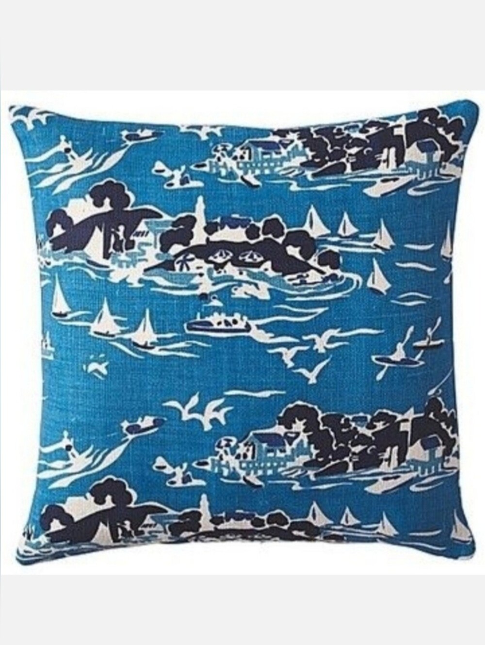Serna & Lily Skylake Toile Atlantic Blue Contemporary Decorative Pillow Cover